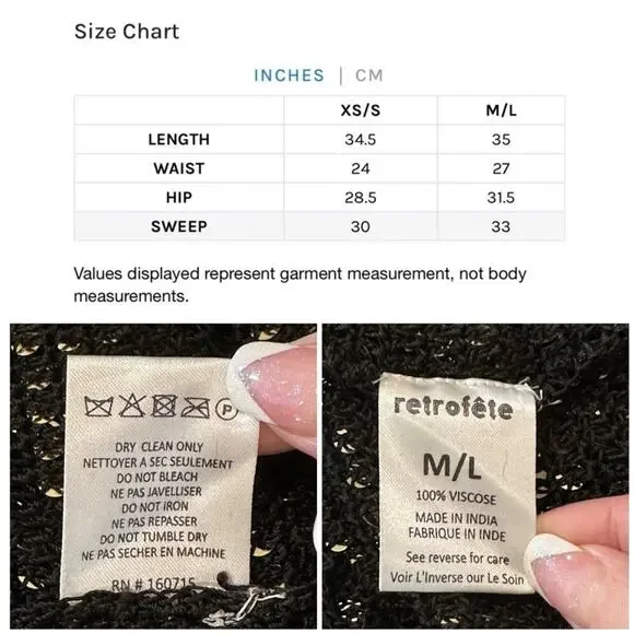 Retrofete Lucia Dress Knit Sequin Balloon Sleeve In Black SZ M/L $615 - Picture 16 of 16